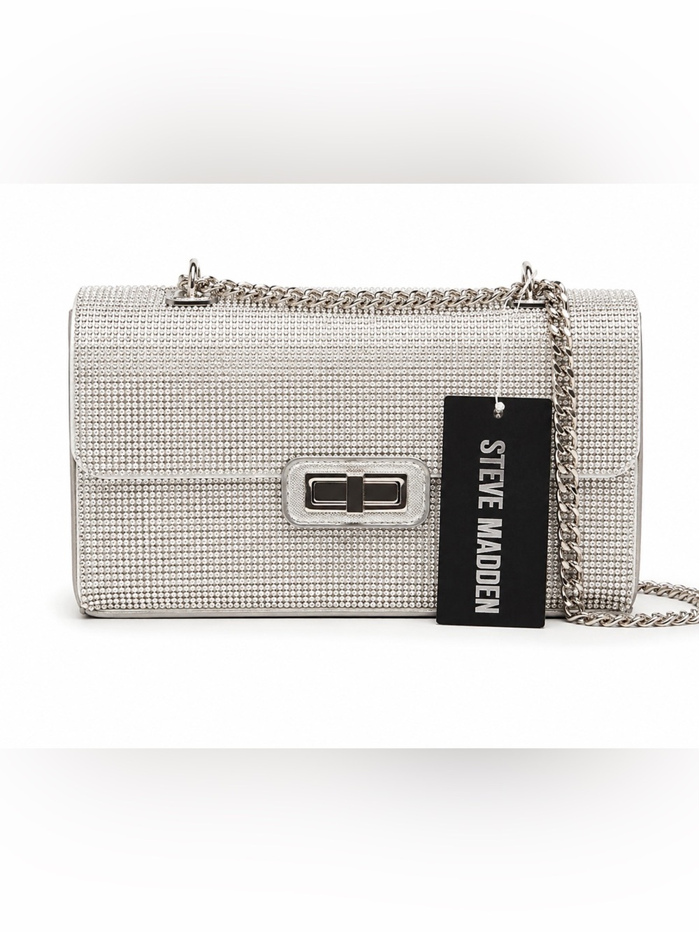 Steve Madden Silver Rhinestone Mini Chain Shoulder Bag